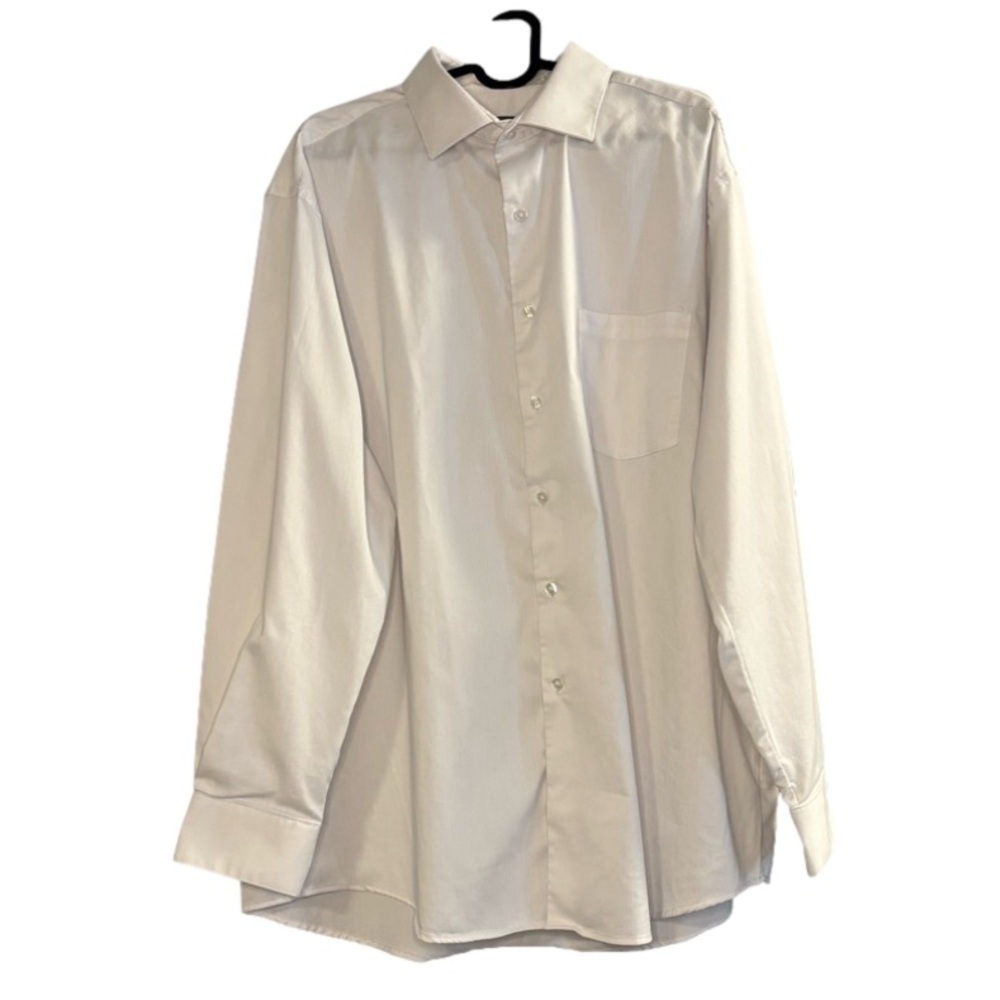 Van Heusen White Dress Shirt - Size 17.5 XL - Regular Fit Stretch - Stain Shield